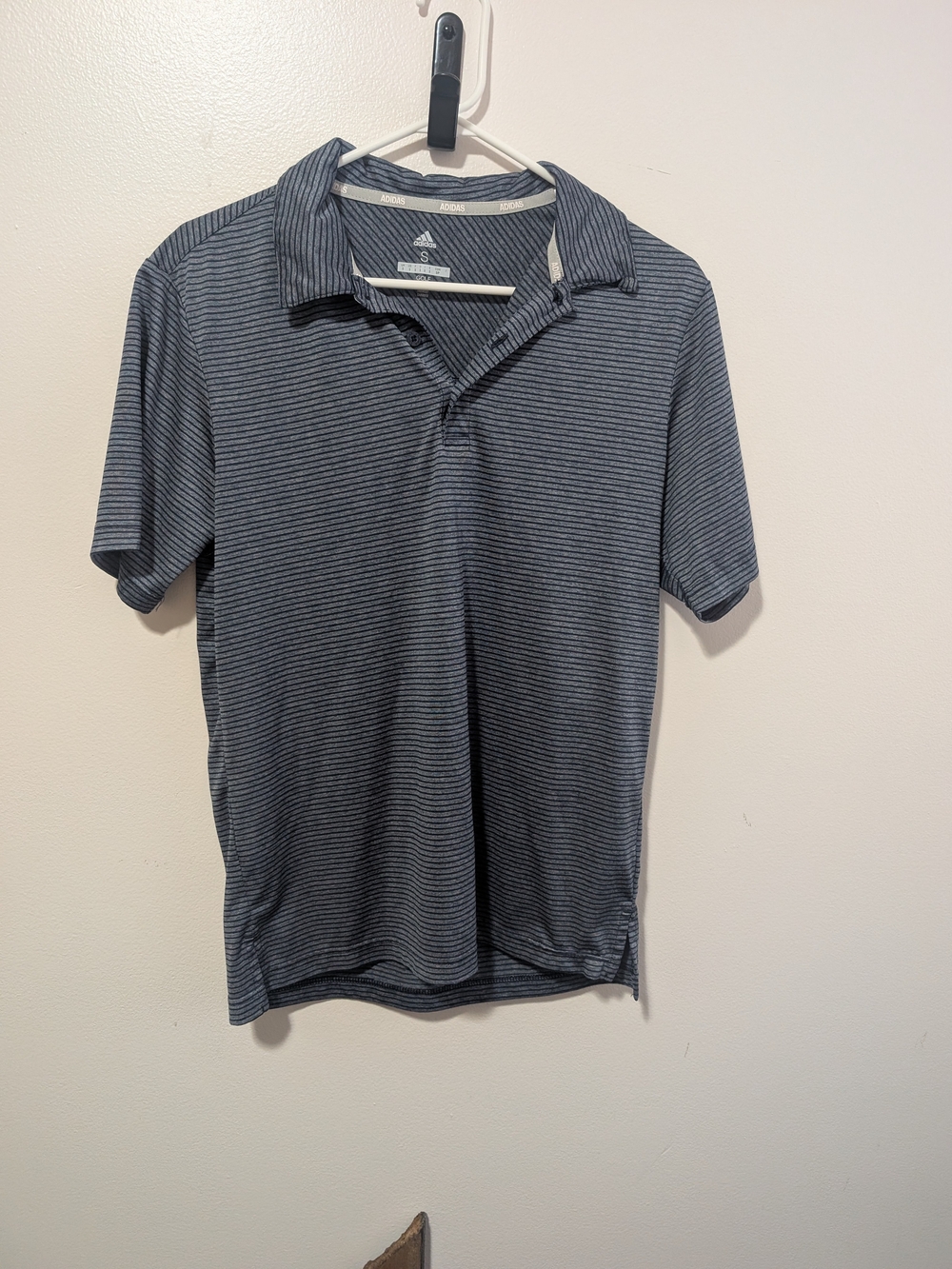adidas Men's Navy and Gray Thin-Stripe Polo